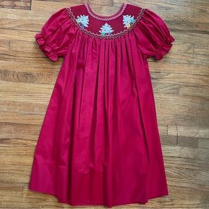 Rosalina 4T Smocked Christmas Tree Dress Red Holiday Dress